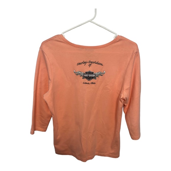 Harley Davidson Women’s Stretch V Neck 3/4 Sleeve Cotton Blend T-Shirt | Size XL - Picture 3 of 9